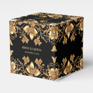 Gold Black Ornate Floral Favor Box