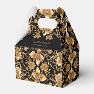 Gold Black Ornate Floral Favor Box