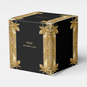 Gold Black Ornate Floral Favor Box