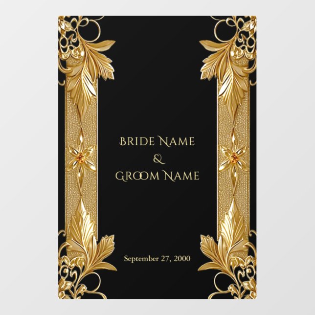 Gold Black Ornate Floral Floor Decal (Front)