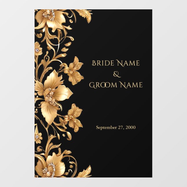 Gold Black Ornate Floral Floor Decal (Front)