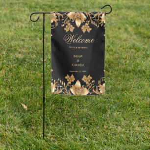 Gold Black Ornate Floral Garden Flag