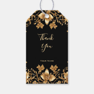 Gold Black Ornate Floral Gift Tag