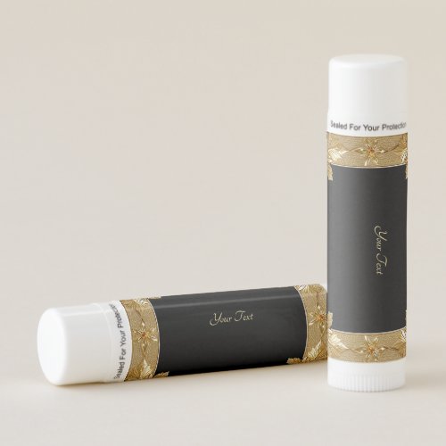Gold Black Ornate Floral Lip Balm