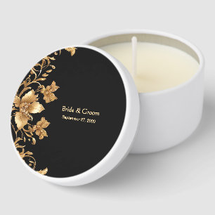 Gold Black Ornate Floral Mini Candle Favors