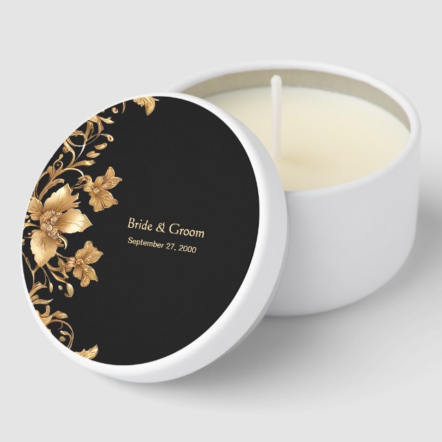 Gold Black Ornate Floral Mini Candle Favors (Corner)