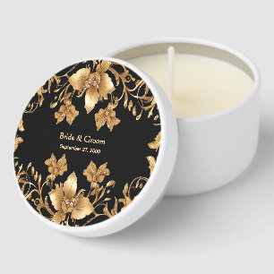 Gold Black Ornate Floral Mini Candle Favors