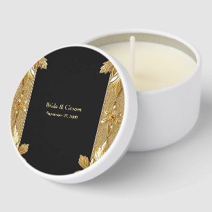 Gold Black Ornate Floral Mini Candle Favors