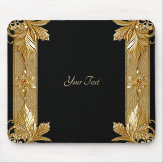 Gold Black Ornate Floral Mousepad
