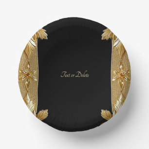 Gold Black Ornate Floral Paper Bowls