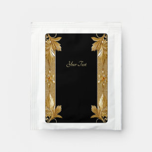 Gold Black Ornate Floral Tea Bag Drink Mix
