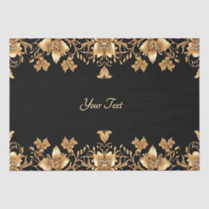Gold Black Ornate Floral Tissue Paper