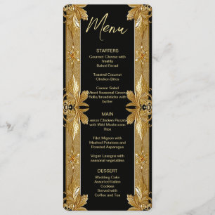 Gold Black Ornate Floral Wedding Menu