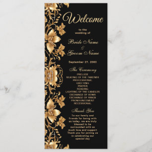 Gold Black Ornate Floral Wedding Program