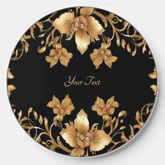 Gold Black Ornate Floral Wireless Charger