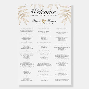 Gold & Black Palm Leaf Wedding Seating Chart Foam Board