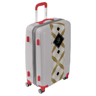 Gold Black Pattern Monogram  Luggage