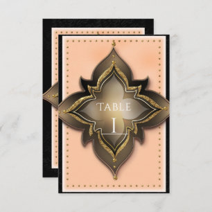 Gold Black & Peach Exotic Chic Party Table Number
