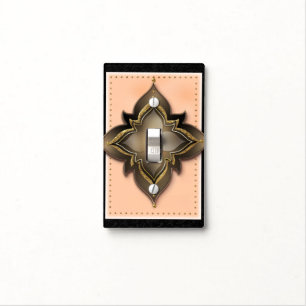 Gold Black & Peach Exotic Flower Moroccan Floral Light Switch Cover