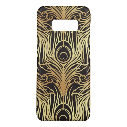 gold, black,peacock pattern,art nouveau,vintage,be Case-Mate samsung galaxy s8 case