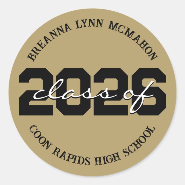 Gold & Black Personalized Graduation Stickers (Front)
