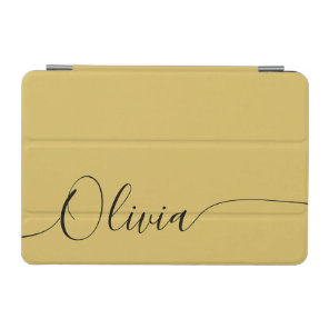 Gold Black Personalized Name Elegant Calligraphy iPad Mini Cover
