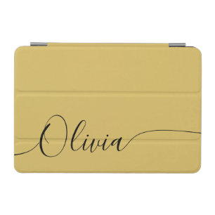 Gold Black Personalized Name Elegant Calligraphy iPad Mini Cover
