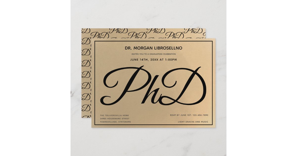 phd graduation invitation card