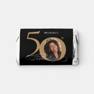 Gold Black Photo 50th Birthday Hershey's Miniatures