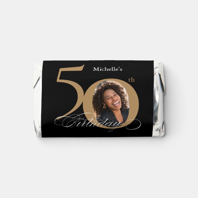 Gold Black Photo 50th Birthday Hershey's Miniatures (Front)