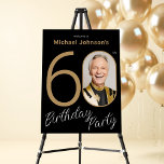 Gold Black Photo 60th Birthday Welcome Sign<br><div class="desc">Gold Black Photo 60th Birthday Welcome Sign. Elevate your milestone celebration with an invitation design that epitomizes understated elegance and chic minimalism. Our black and gold theme exudes sophistication, creating a refined atmosphere for your special day. The custom photo feature adds a personalized touch, ensuring that each item is a...</div>
