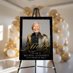 Gold Black Photo Ninety 90th Birthday Welcome Sign<br><div class="desc">Gold Black Photo Ninety 90th Birthday Welcome Sign. Elegant and stylish birthday party decor design calligraphy fonts and confetti! This design is classy and timeless,  perfect for that memorable celebration. Need help with customizing this template? Contact the designer/creator by clicking on the 'message' button below.</div>