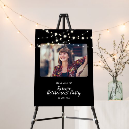 Gold & Black Photo Retirement Party Welcome Sign