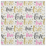 Gold Black Pink Confetti Love Fabric