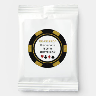 Gold Black Poker Chip Las Vegas Casino Birthday Margarita Drink Mix
