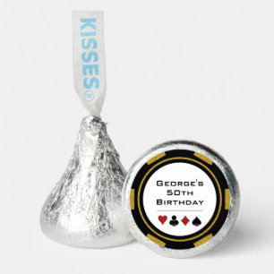 Gold Black Poker Chip Las Vegas Theme Birthday Hershey®'s Kisses®