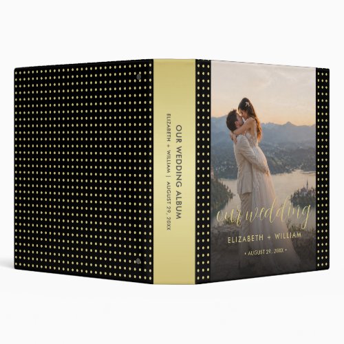 Gold &amp; Black Polka Dot Personalized wedding 3 Ring Binder