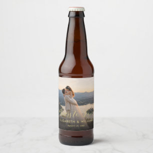 Gold & Black Polka Dot Personalized wedding Beer Bottle Label