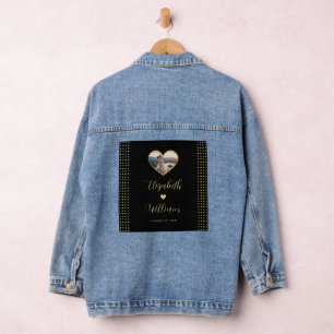 Gold & Black Polka Dot Personalized wedding Denim Jacket
