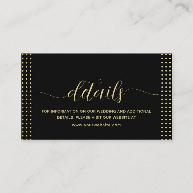 Gold & Black Polka Dot Personalized wedding Enclosure Card (Front)