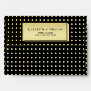 Gold & Black Polka Dot Personalized wedding Envelope