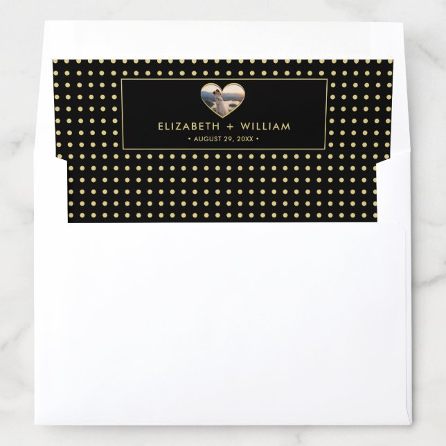 Gold & Black Polka Dot Personalized wedding Envelope Liner (In Envelope)