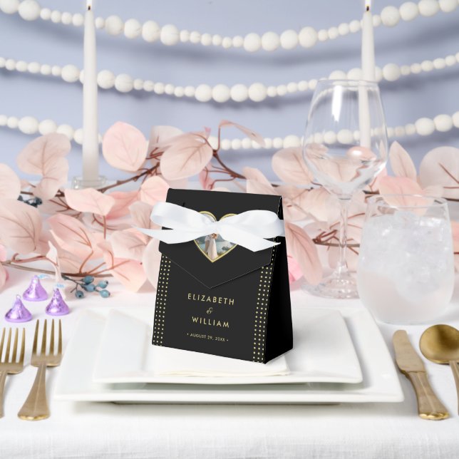 Gold & Black Polka Dot Personalized wedding Favor Boxes (Wedding)