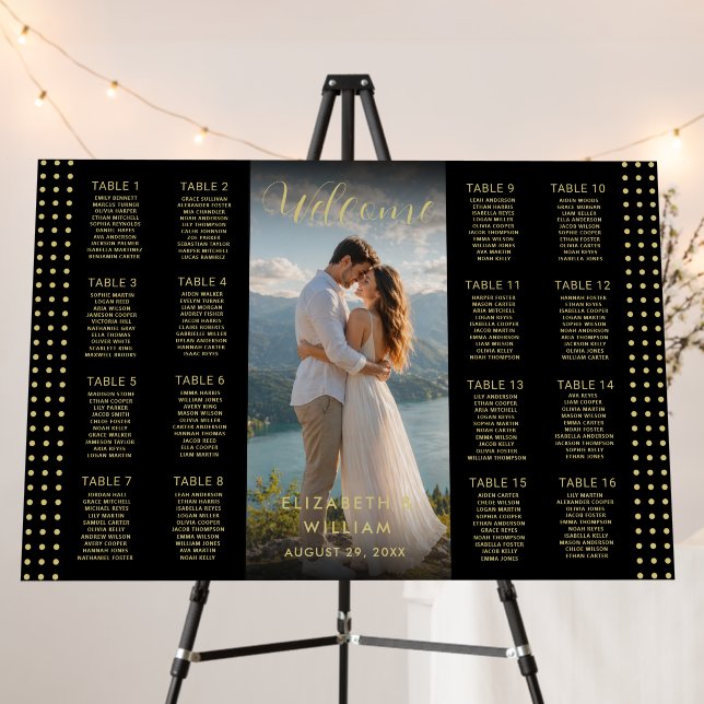 Gold & Black Polka Dot Personalized wedding Foam Board (In Situ (Stand))