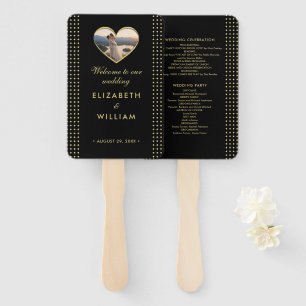 Gold & Black Polka Dot Personalized wedding Hand Fan