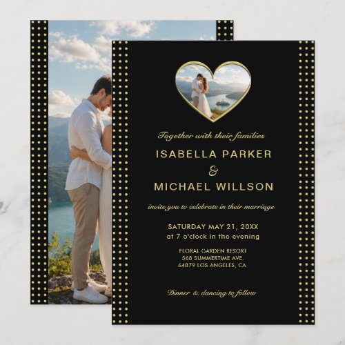 Gold & Black Polka Dot Personalized wedding Invitation