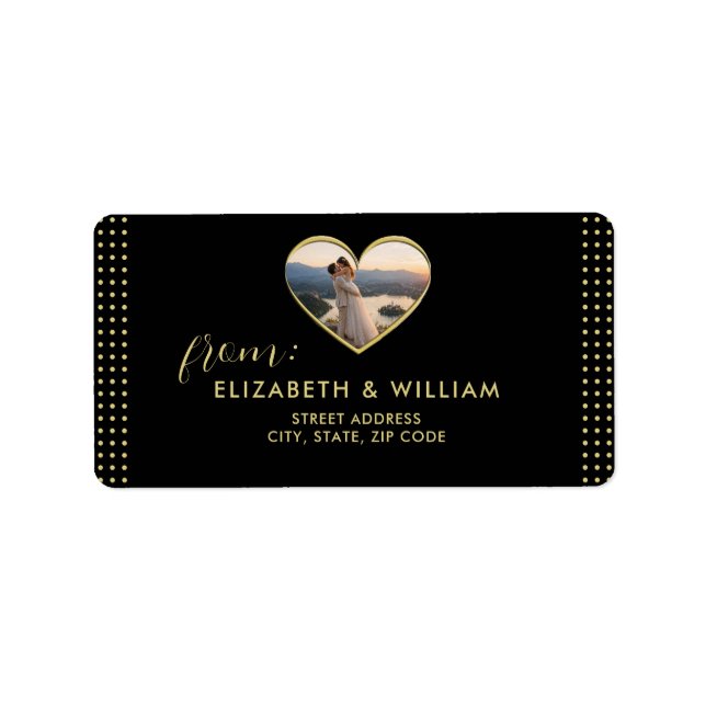 Gold & Black Polka Dot Personalized wedding Label (Front)