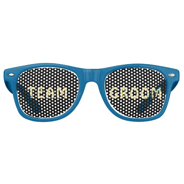 Gold & Black Polka Dot Personalized wedding Retro Sunglasses (Front)