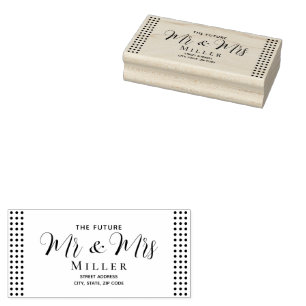Gold & Black Polka Dot Personalized wedding Rubber Stamp