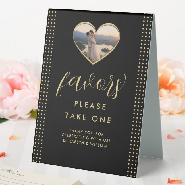 Gold & Black Polka Dot Personalized wedding Table Tent (In SItu (Wedding))
